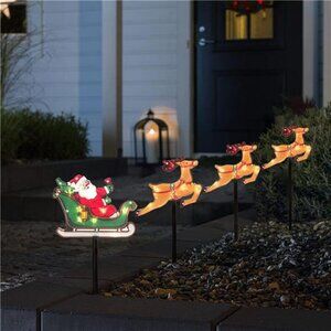 4-Piece Reindeer Set Christmas Pathway Lights, Solar Powered LED